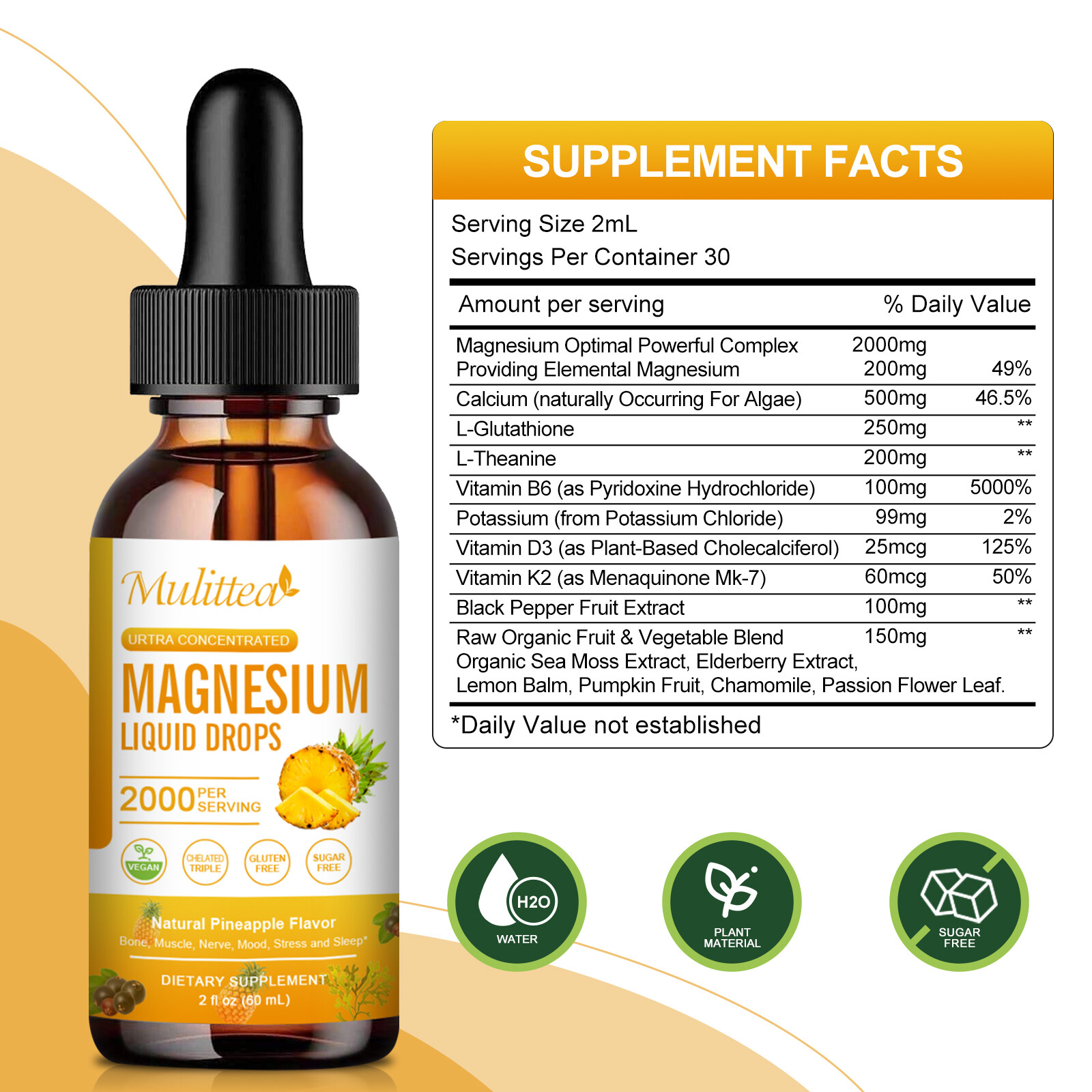 2 Packs Magnesium Liquid Drops, Magnesium Glycinate,Improve Sleep,Anxiety Relief