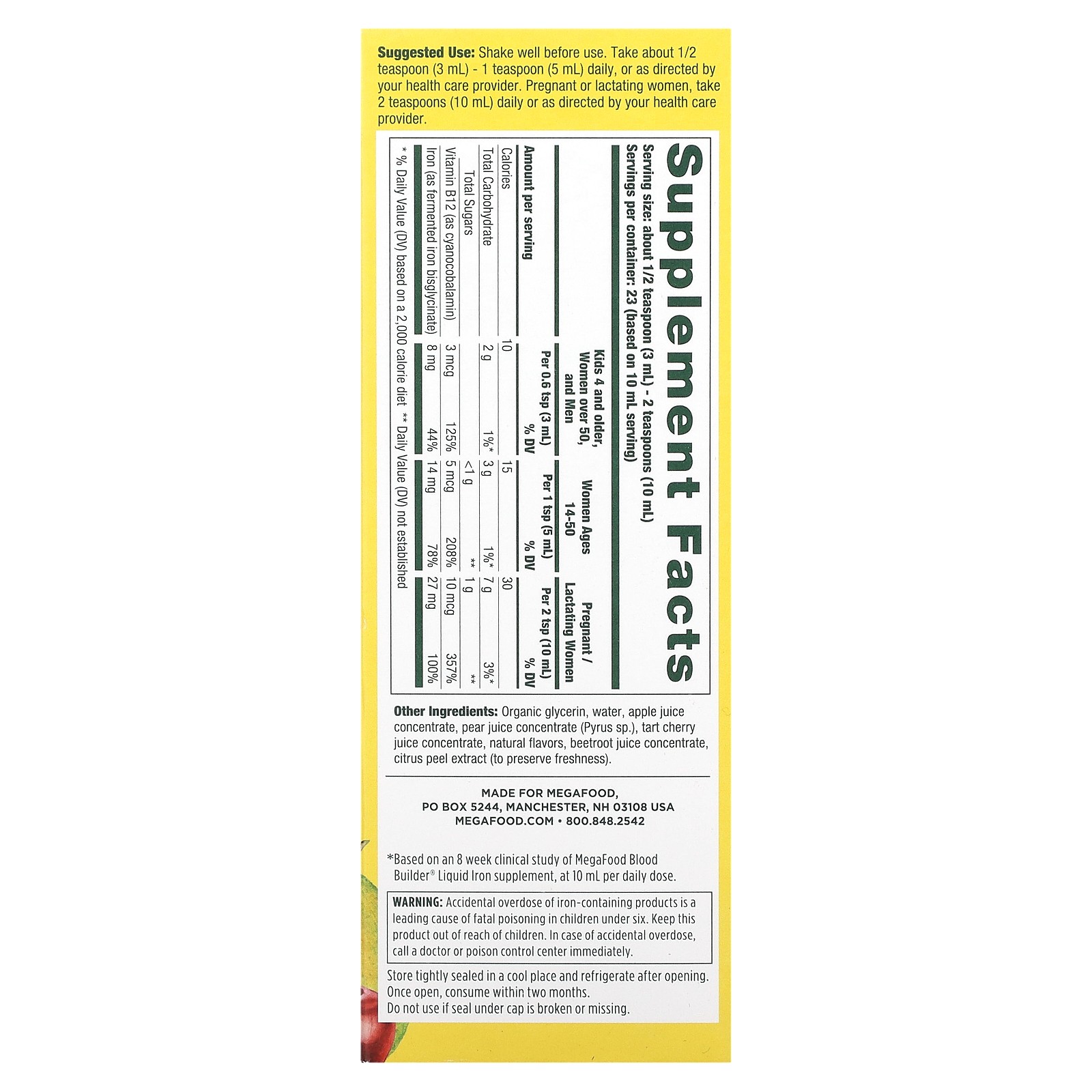 Blood Builder Liquid Iron, Once Daily, Orchard Fruit, 7.7 fl oz (230 ml)