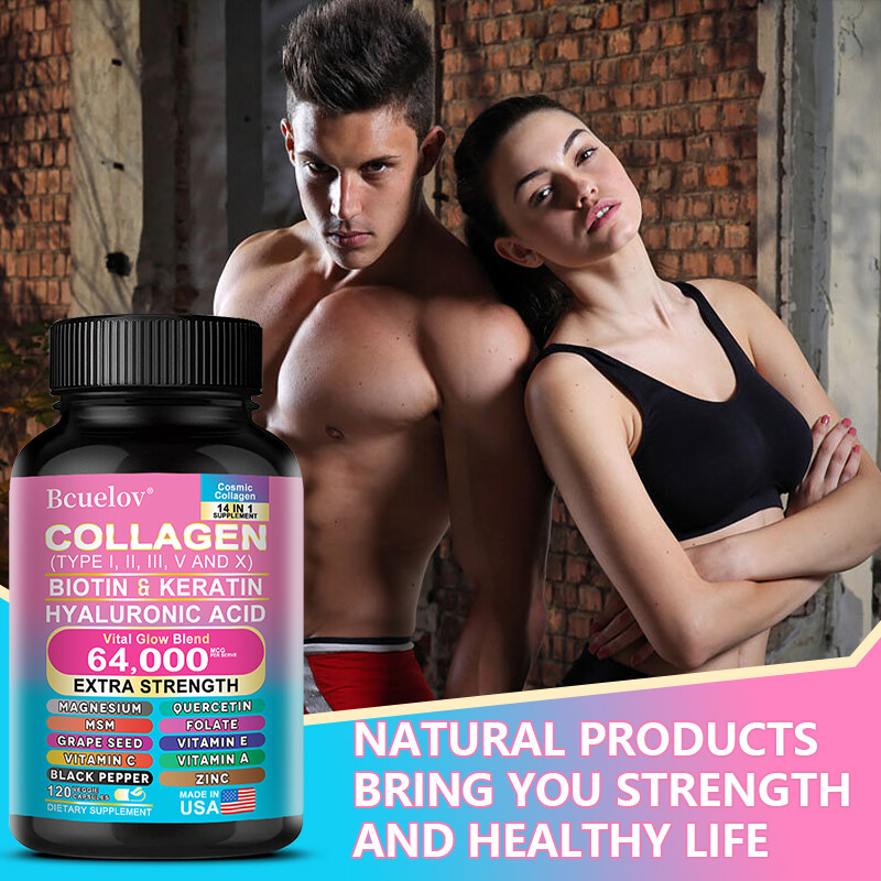 COLLAGEN PEPTIDES Types I,II, III, V, X 64,000mcg Pills Anti-Aging Skin Capsules