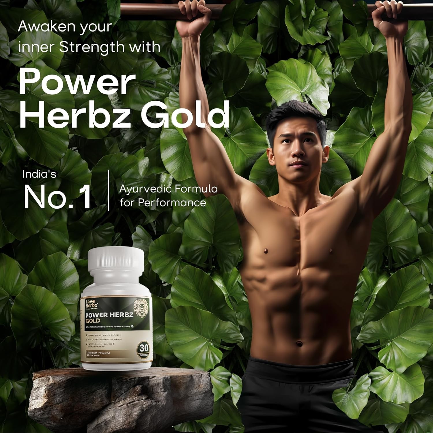 Power Herbz Gold Gokshura Tablets for Men 100% Ayurvedic 30 Caps