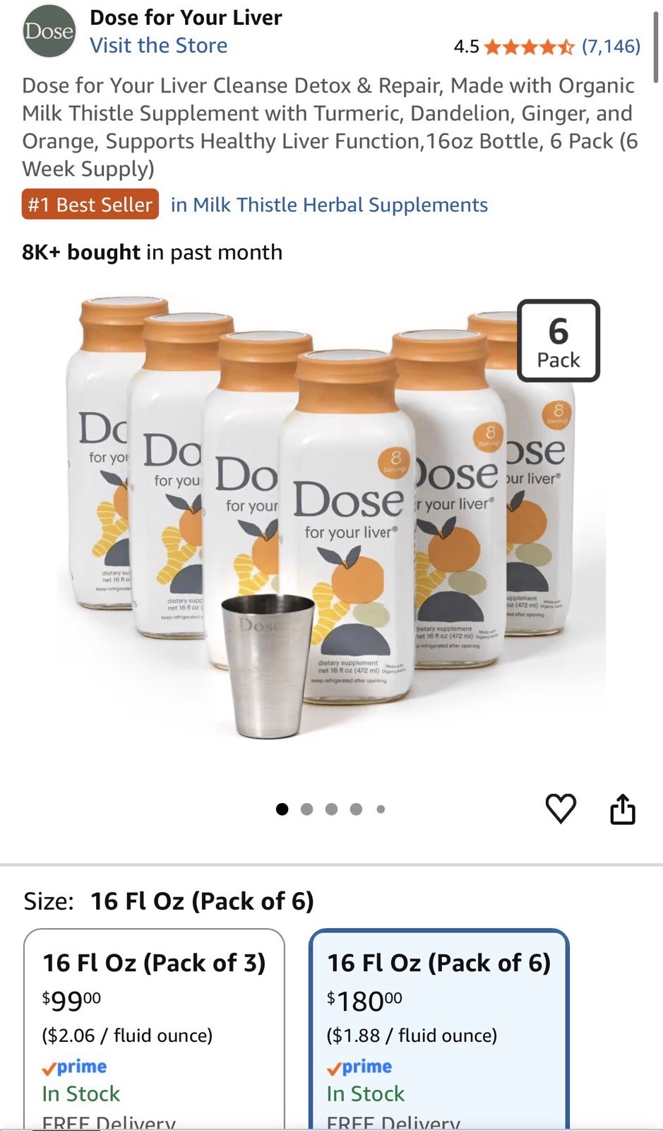 DOSE For Your Liver – Optimal Liver Function/Liver Cleanse 16oz x 6PACK NIB