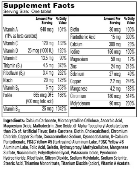 Women’s Multivitamin and Multimineral Tablets – 300 Count