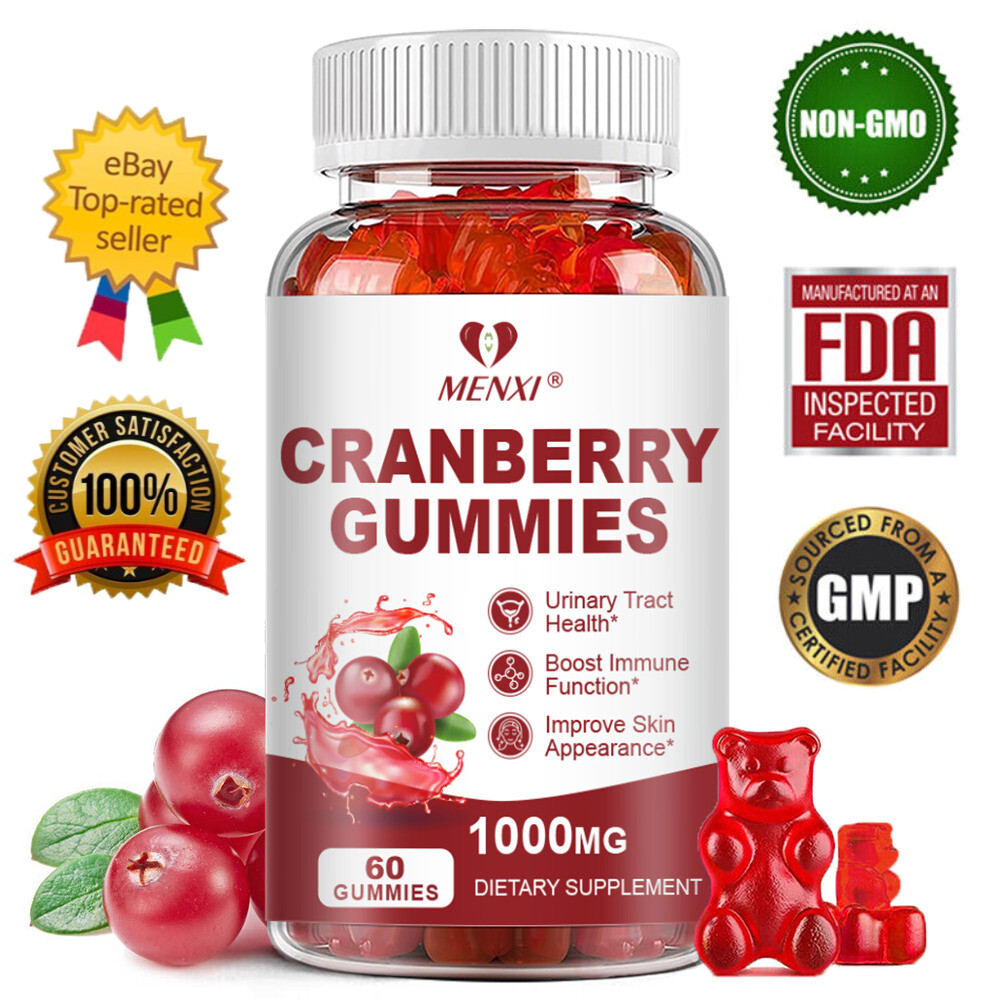 60 Organic Cranberry Vegan Gummies Urinary Tract Bladder，Kidney Health Support