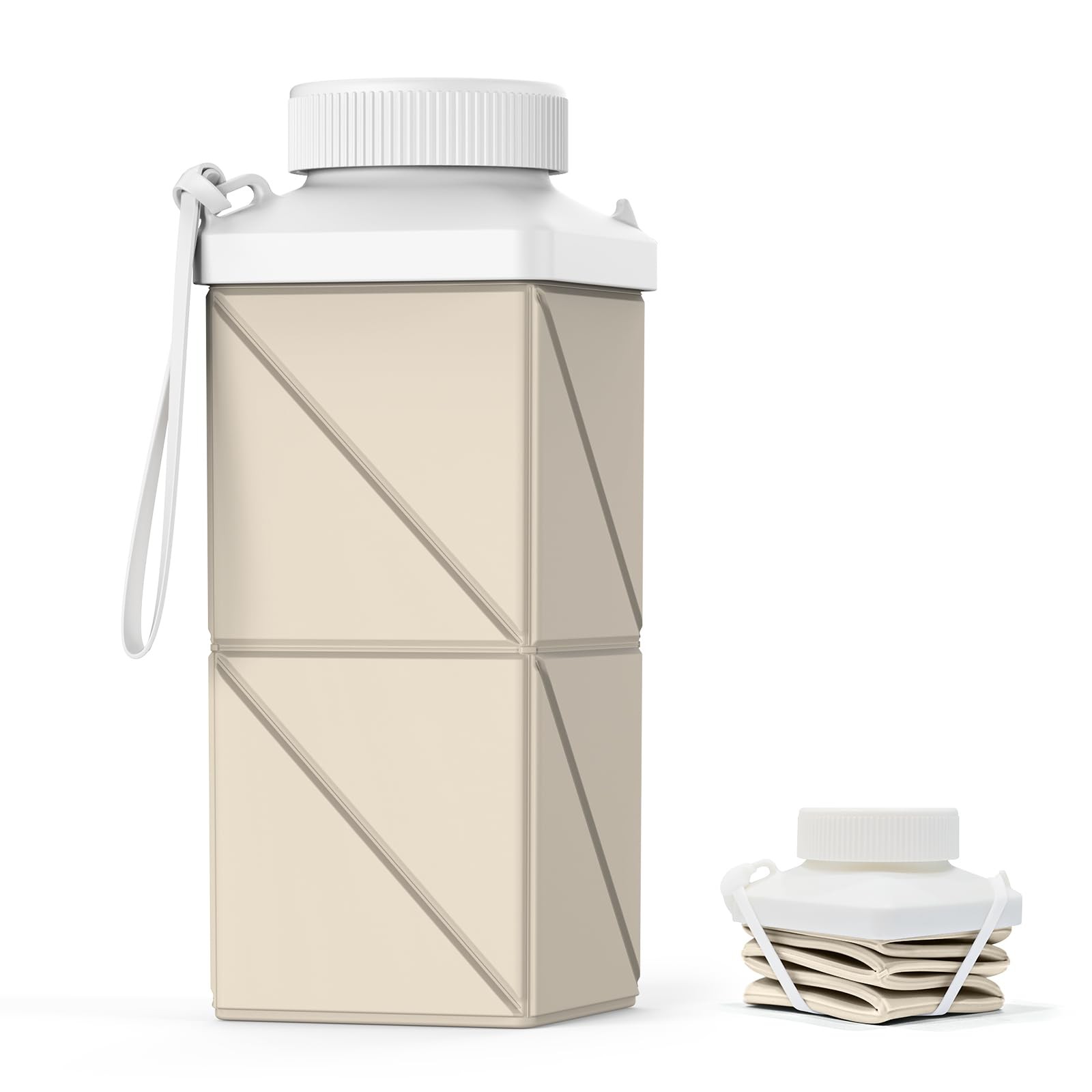 Mefold Collapsible Water Bottles 17.4oz(516ML), 17.4 Ounces, Champagne White