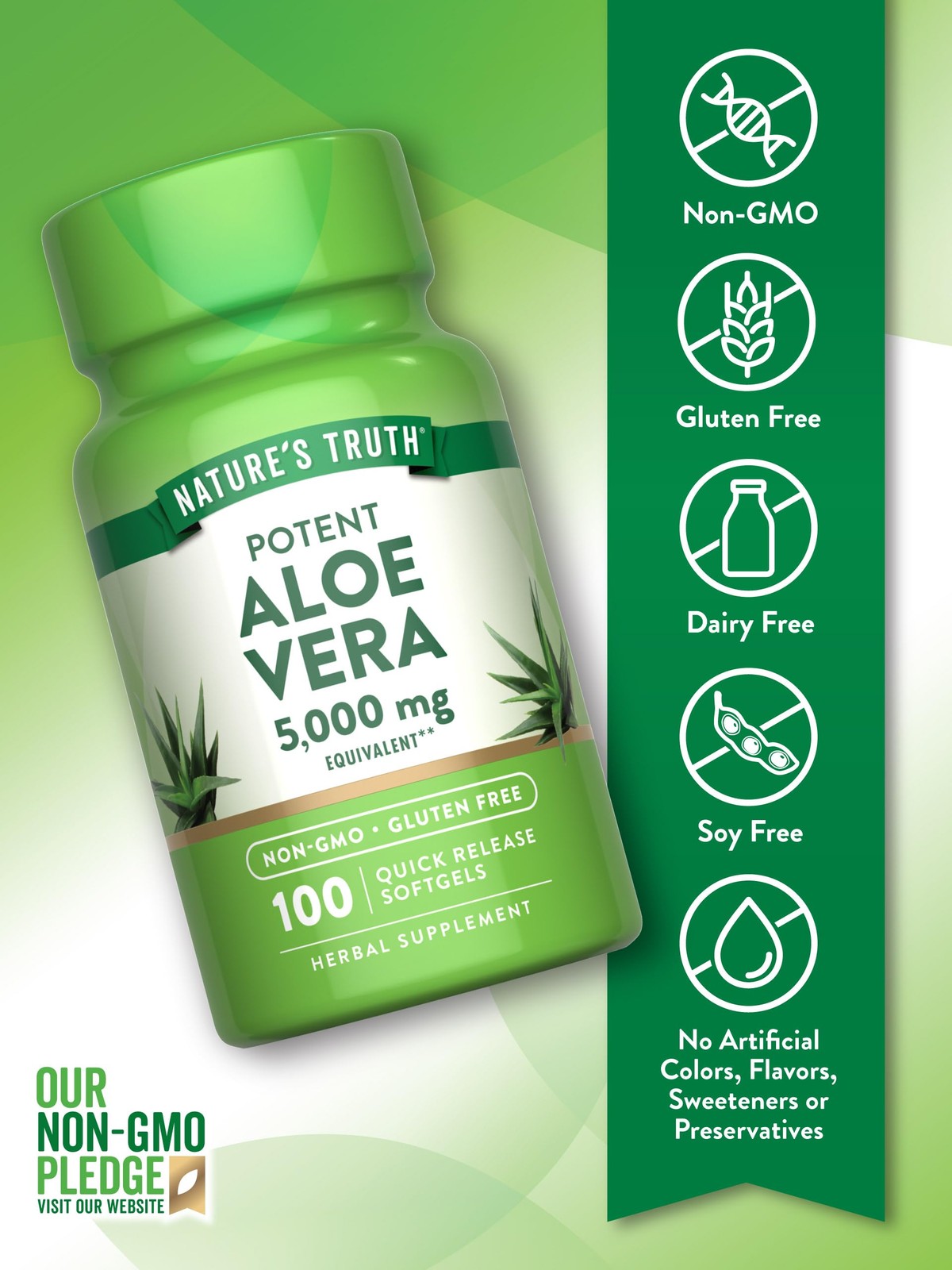 Aloe Vera Softgels | 100 Count | Non-GMO and Gluten
