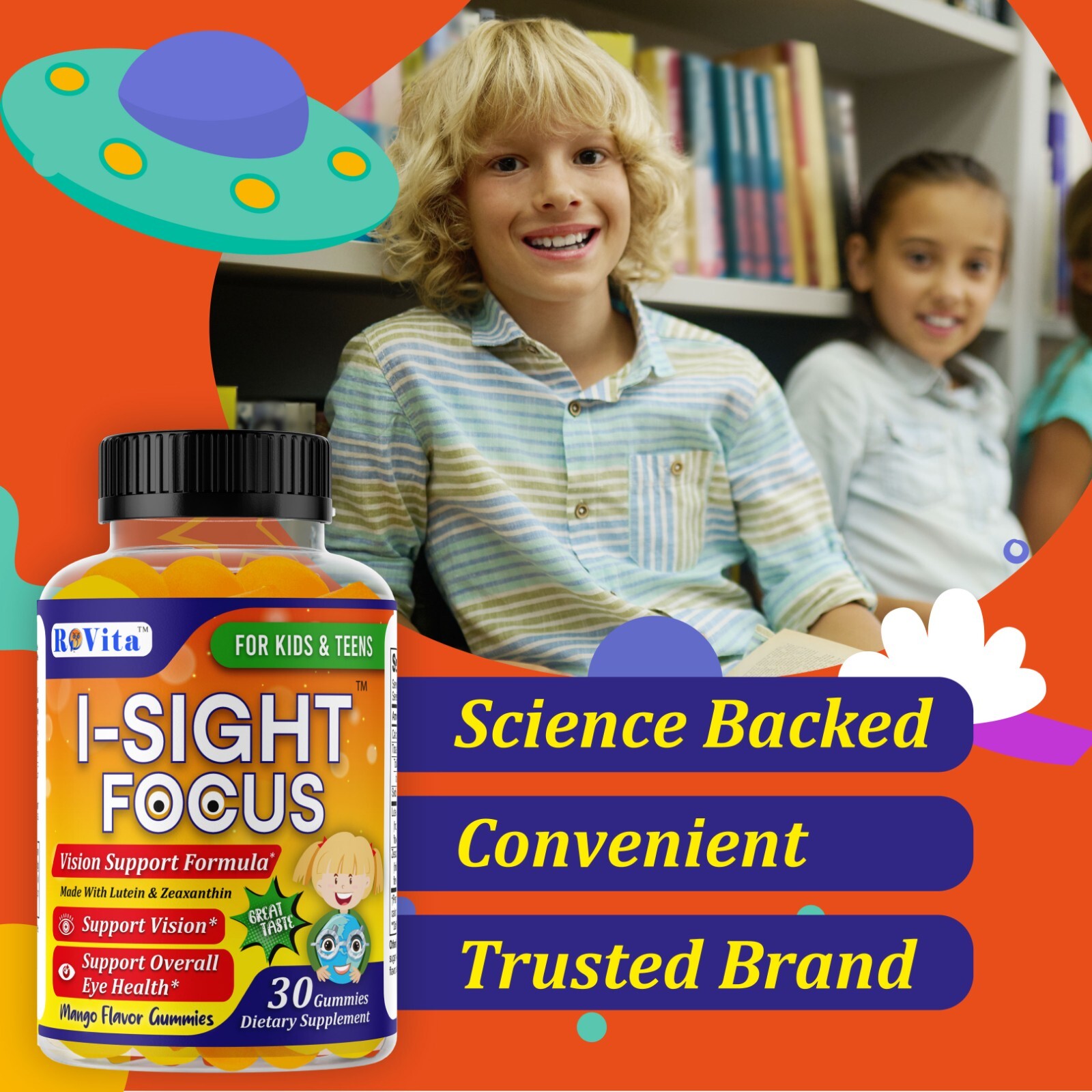 I-SIGHT FOCUS Kids Eye Health Gummies with Lutein & Zeaxanthin Vision Support