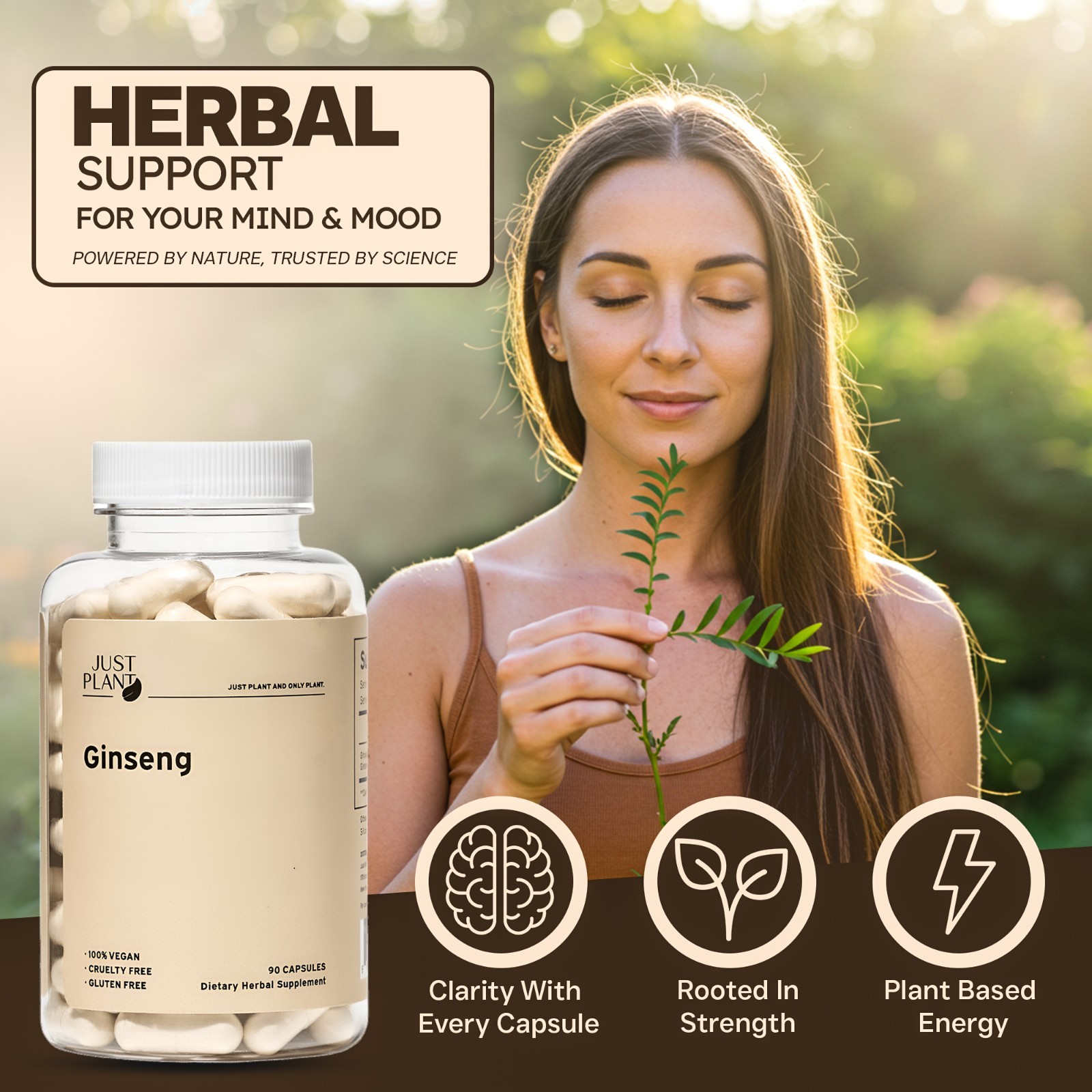 Organic Ginseng Root Extract Capsules 750 mg, 90 Vegan Capsules, Made in USA