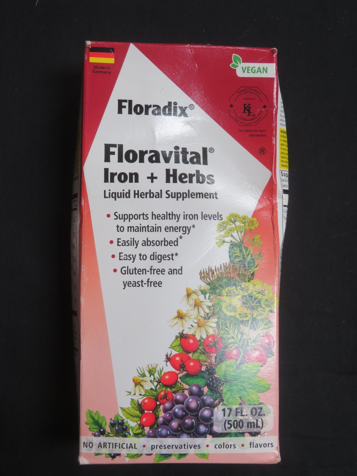 Floradix Floravital Iron + Herbs Liquid Herbal Supplement 17 Oz 50 Servings