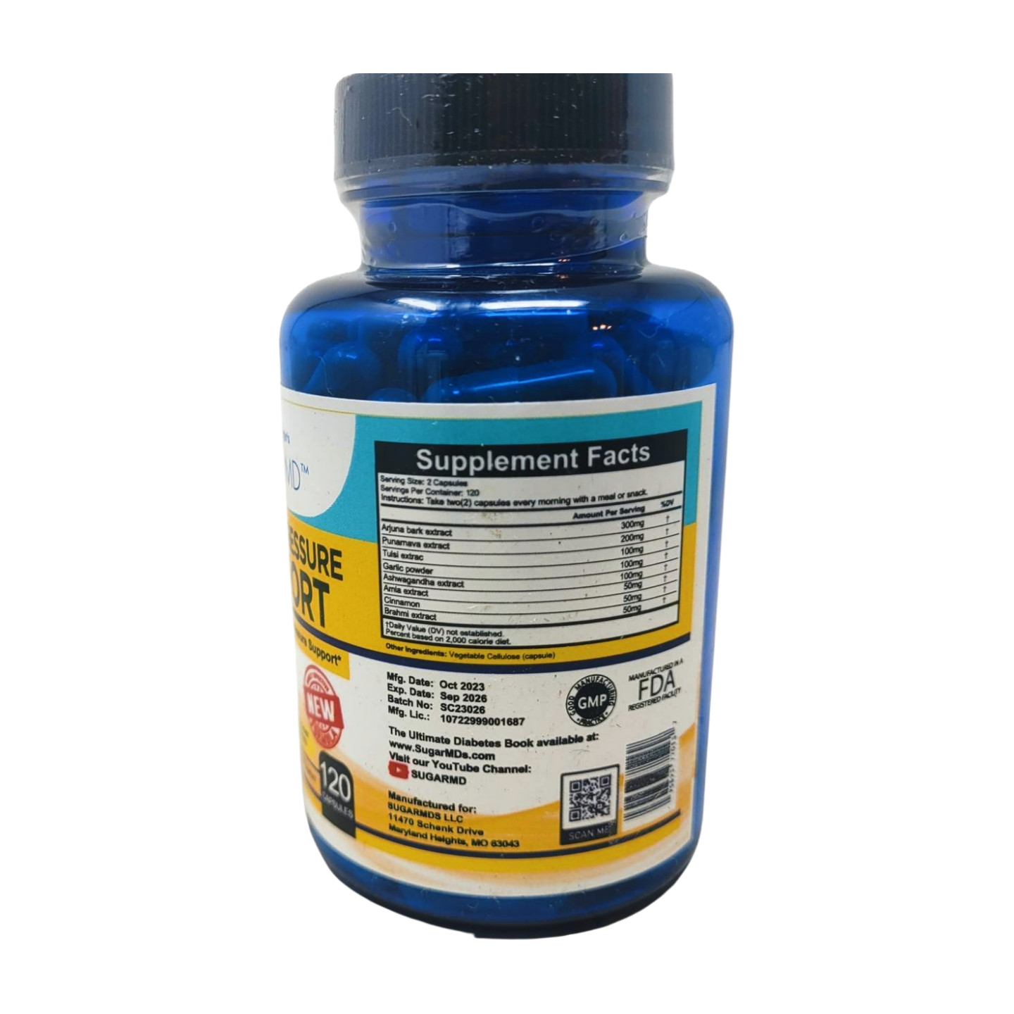 Dr. Ergin’s Sugar MD Blood Pressure Support 120 Capsules Exp 09/26
