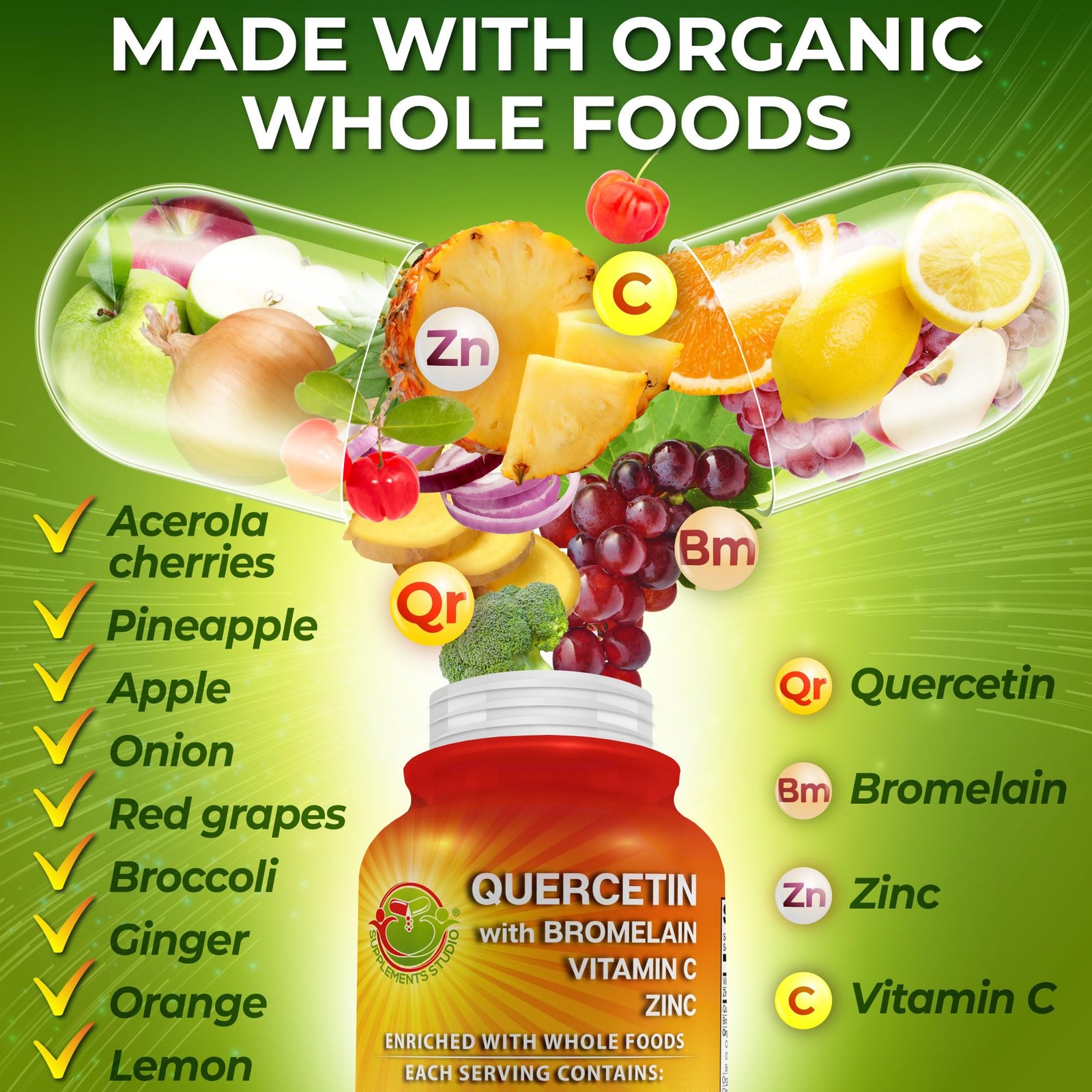 Quercetin with Bromelain – Quercetin Phytosome 500 mg High Absorption Supplem…