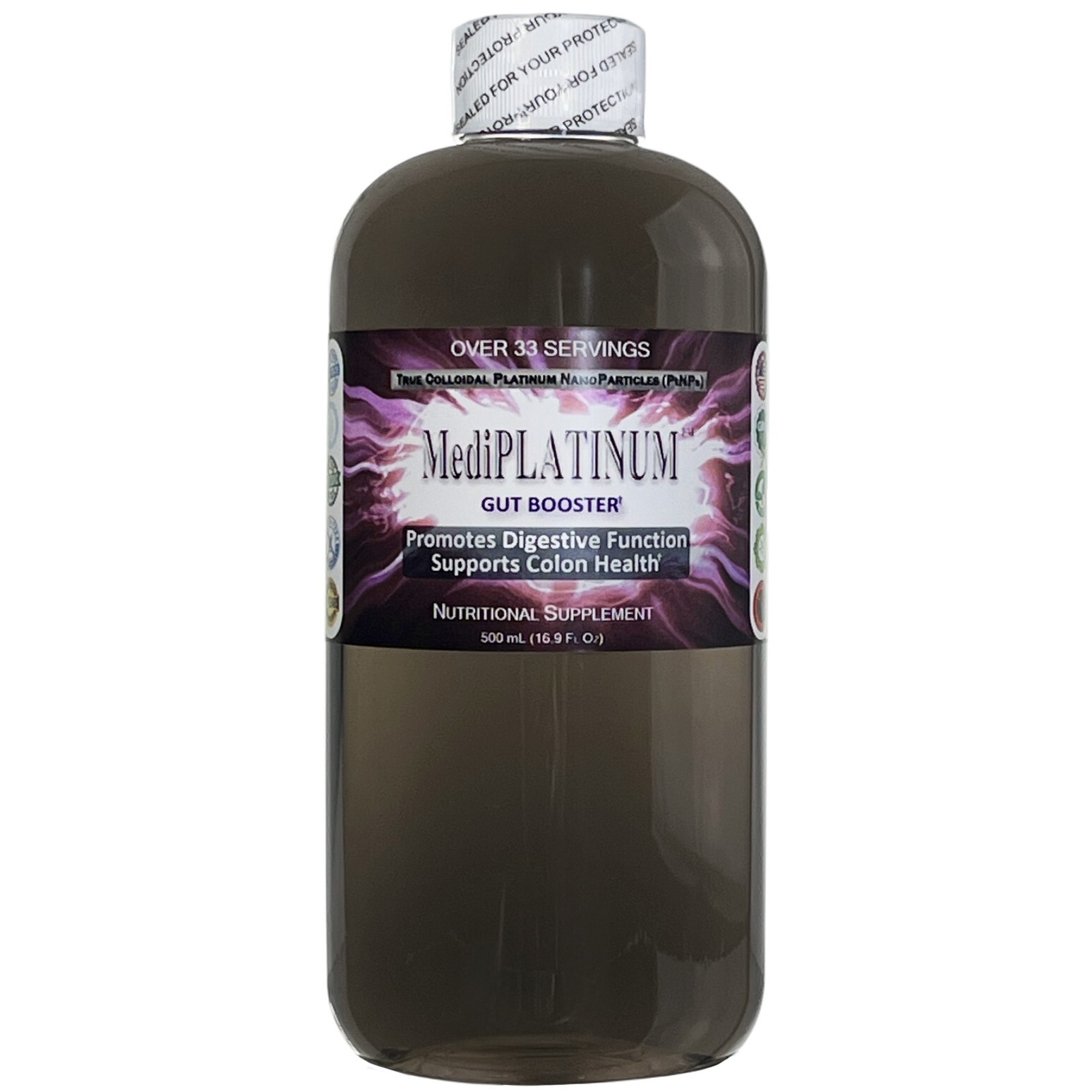 MediPLATINUM™ Gut Booster True Colloidal Platinum PtNP Nutrient: 500 mL in Plast