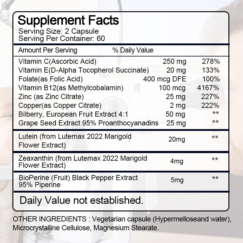 Eye Health Supplement, Lutein and Zeaxanthin, Eye Strain Support, Vision Health