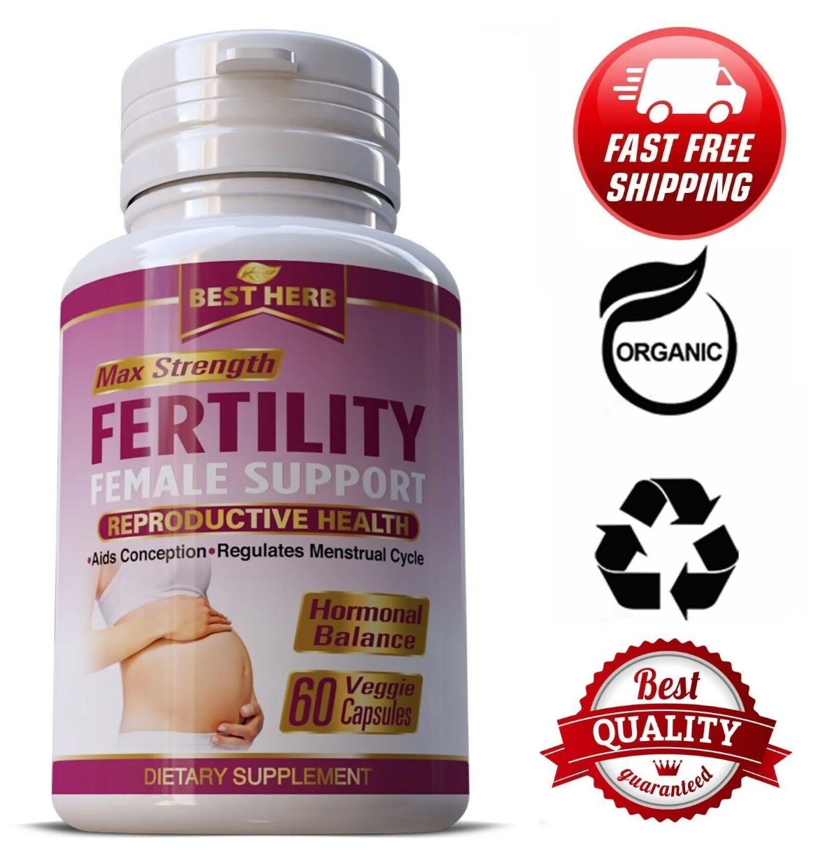 2X NATURAL AID INCREASE FEMALE FERTILITY SUPPORT OVULATION CONCEPTION 120 PILLS
