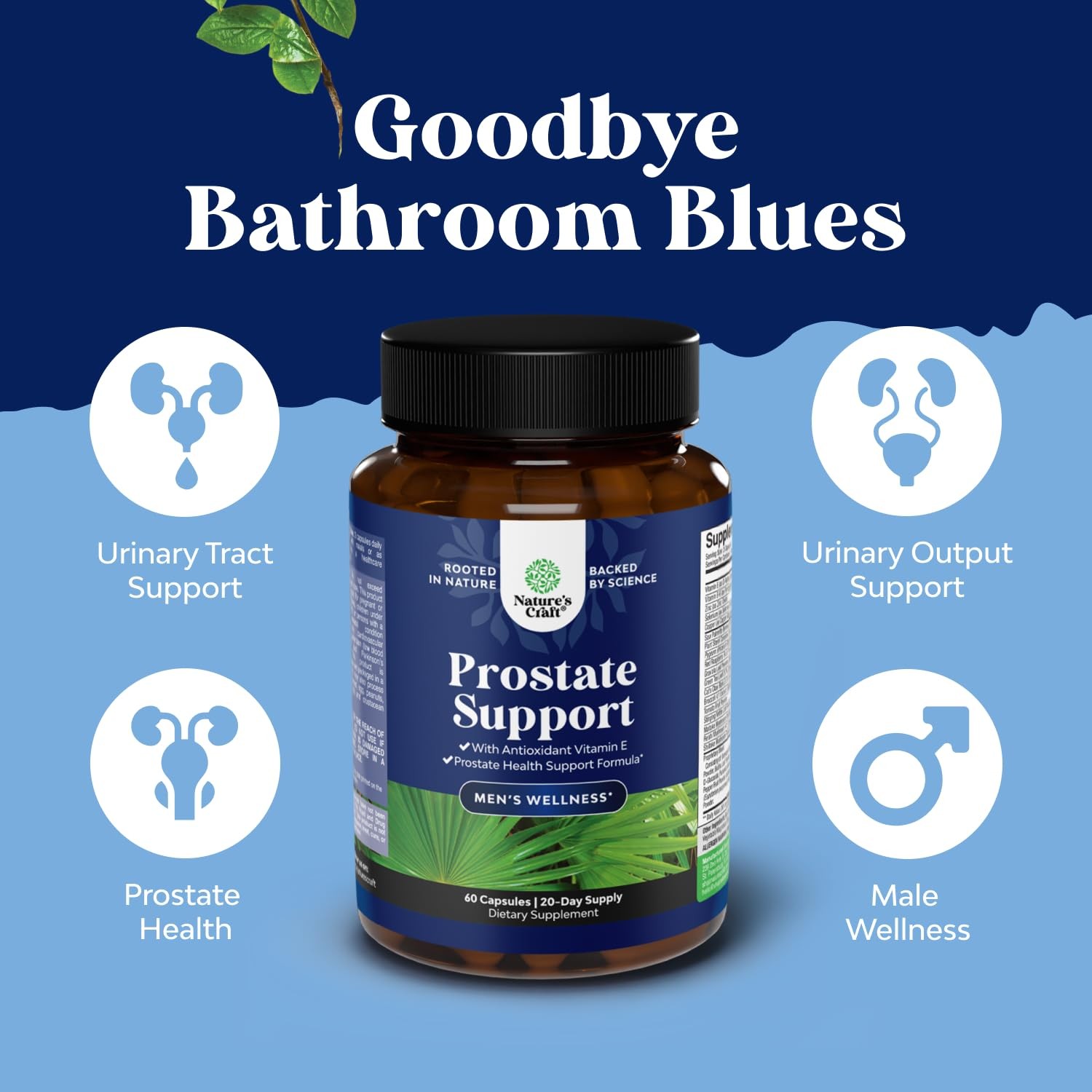 Prostate Health Supplement for Men – Urinary Tract Support – 60 Capsules