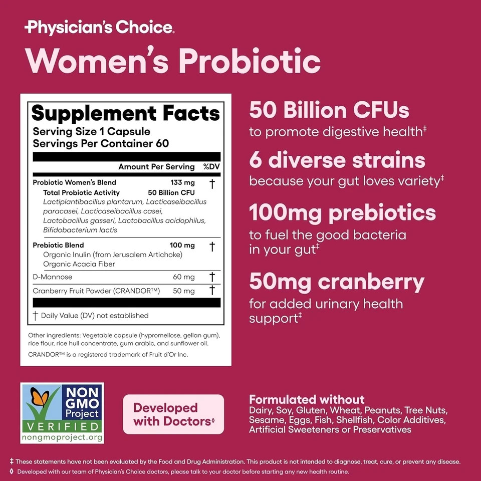 Physician’s Choice Probiotics – PH Balance, Digestive, UT, & Feminine Health – 5