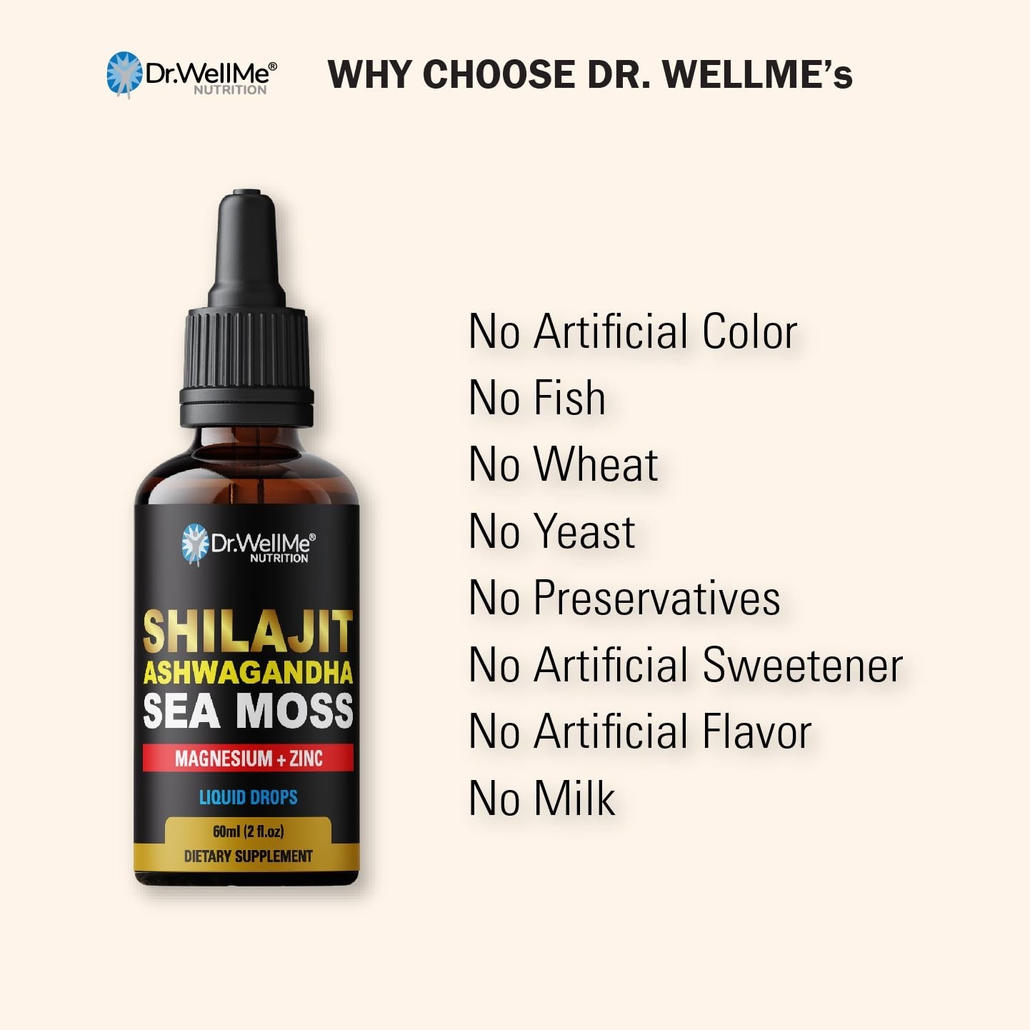 Shilajit Ashwagandha Sea Moss Safed Musli Shatavari Drops 2oz Energy & Health