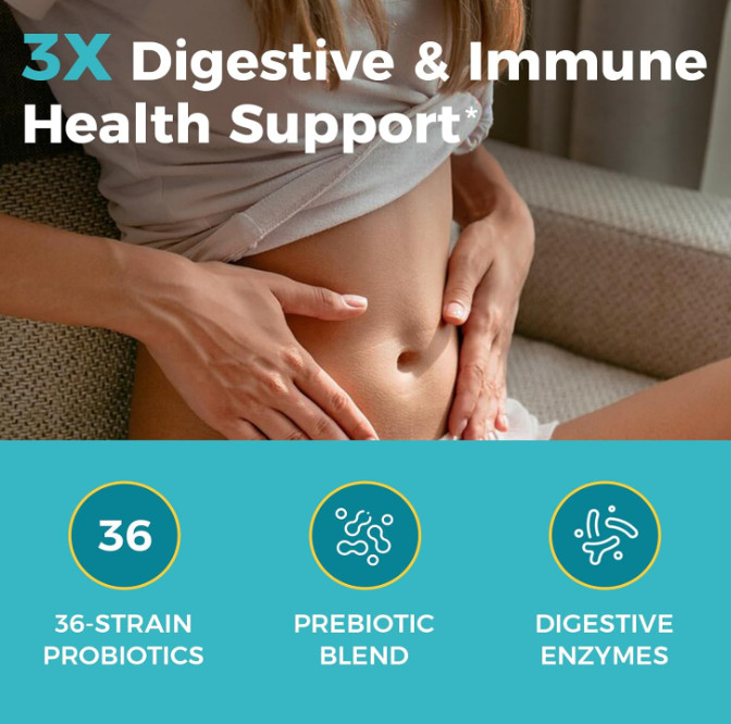 NewRhythm Probiotics 120 Billion CFU, 36 Strains, 3-in-1 Digestive Support,30ct