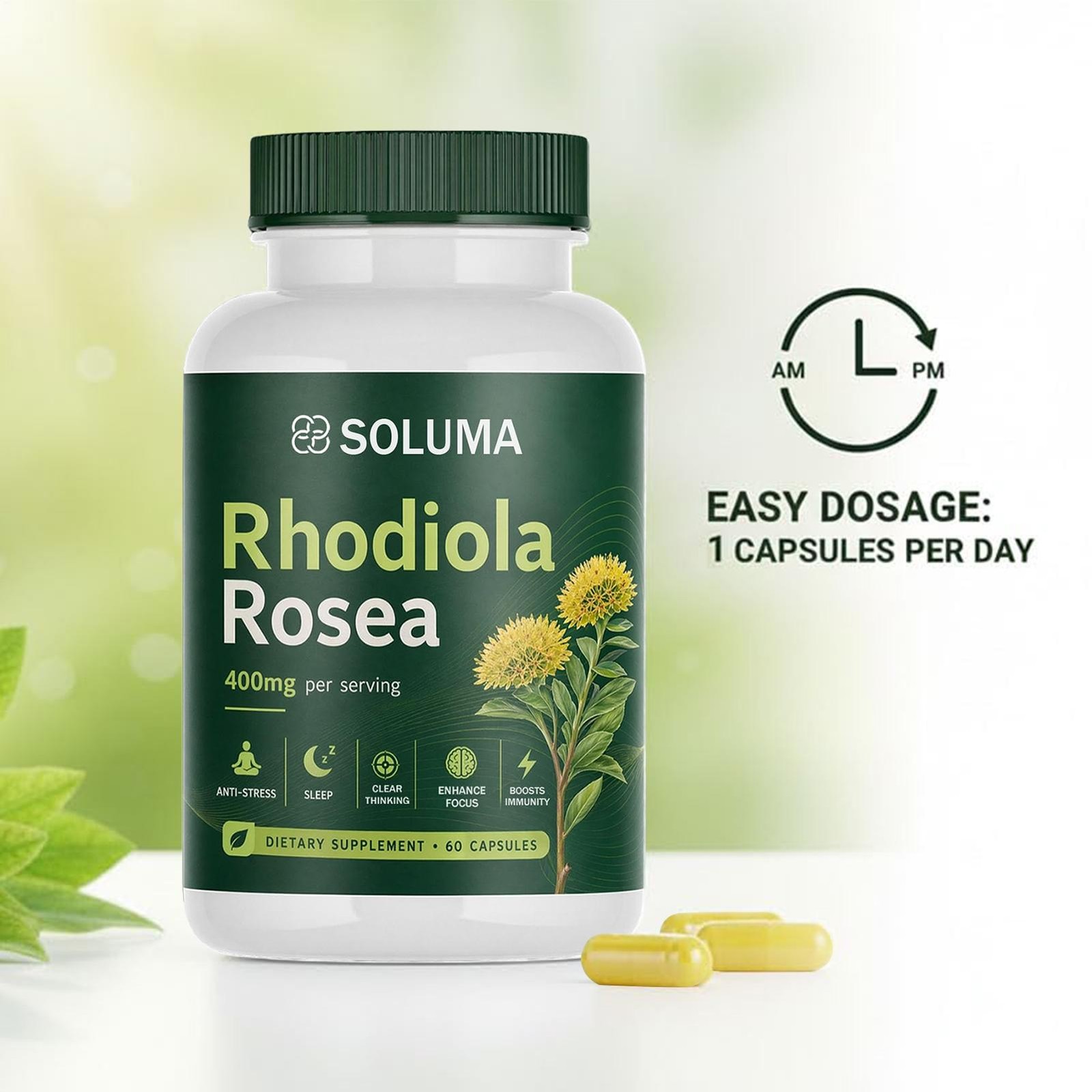 Rhodiola Rosea, 400mg Per Serving featuring Bioperine, Organic Natural