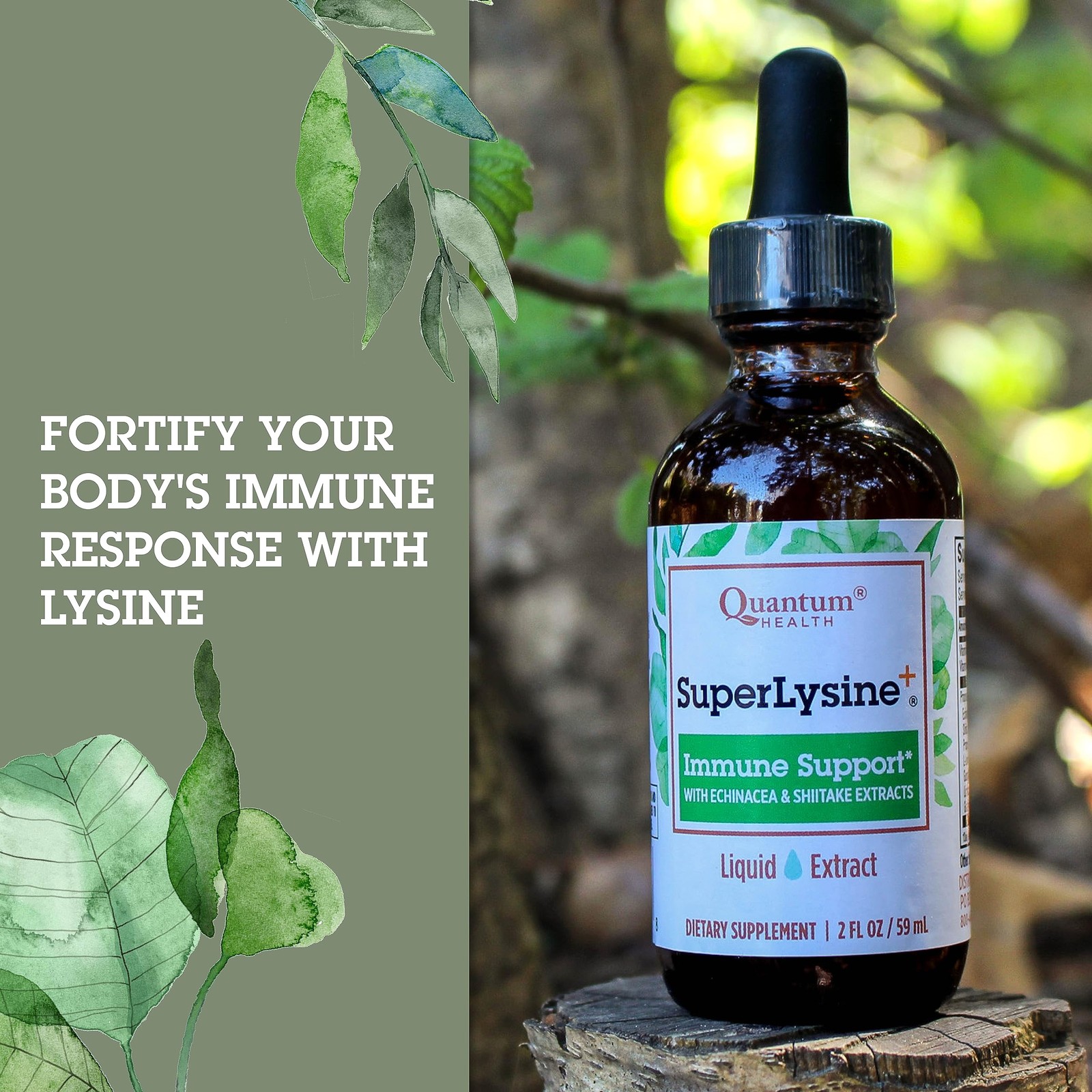 Herbal Immunity Booster Drops L Lysine Vitamin C D3 Shiitake Echinacea 2oz