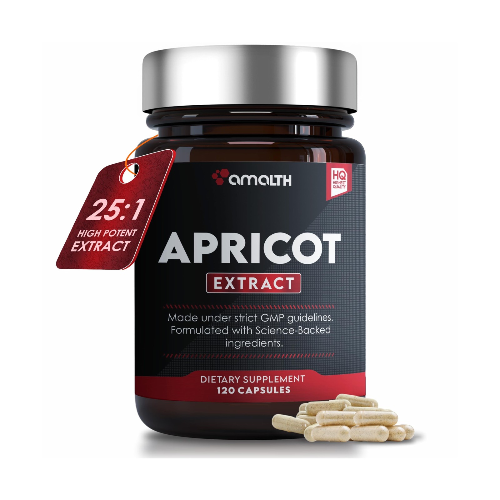 AMALTH Apricot Extract Supplement Capsules (25:1) 120 Capsules 500m… Fast Ship