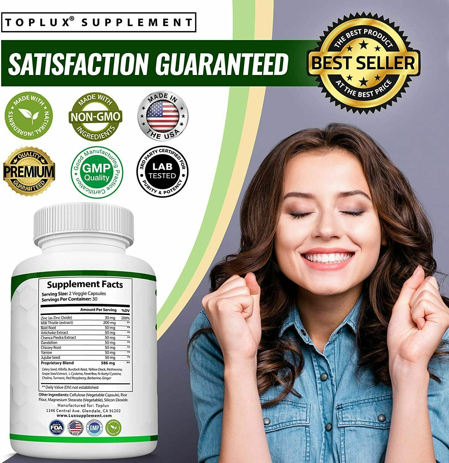 Premium Liver Cleanse Detox & Repair Formula +22 Herbs Support 5 Day Fast-Acting