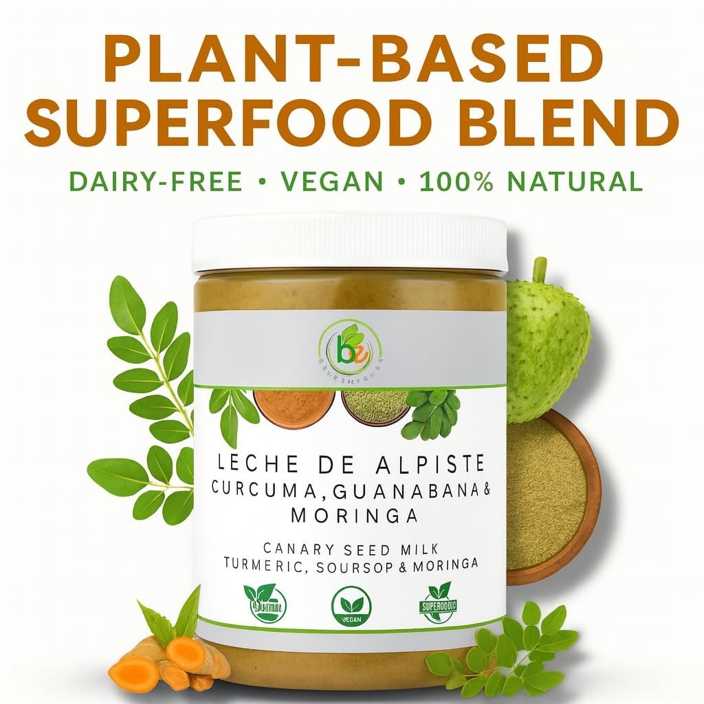 Leche de Alpiste, Curcuma, Guanabana & Moringa (Premium Canary Seed Milk – with