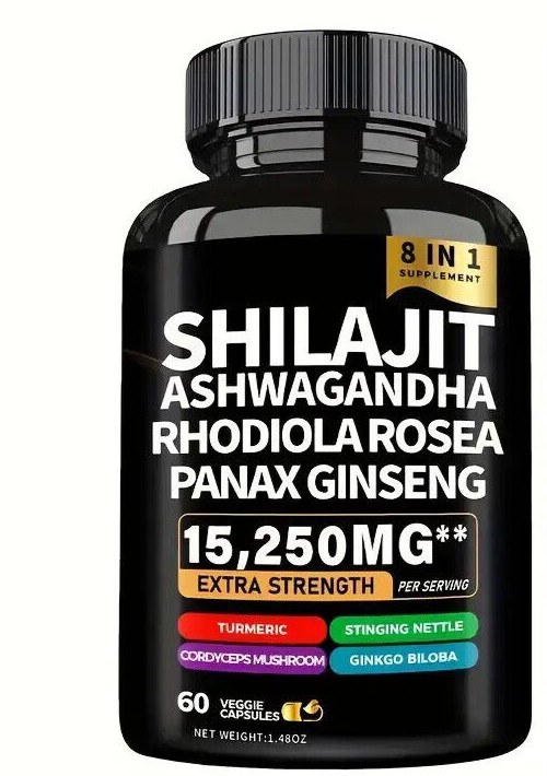 Shilajit 15,000mg 60Caps Asphaltum Naturally Fulvic Acid/Rhodiola NonGMO