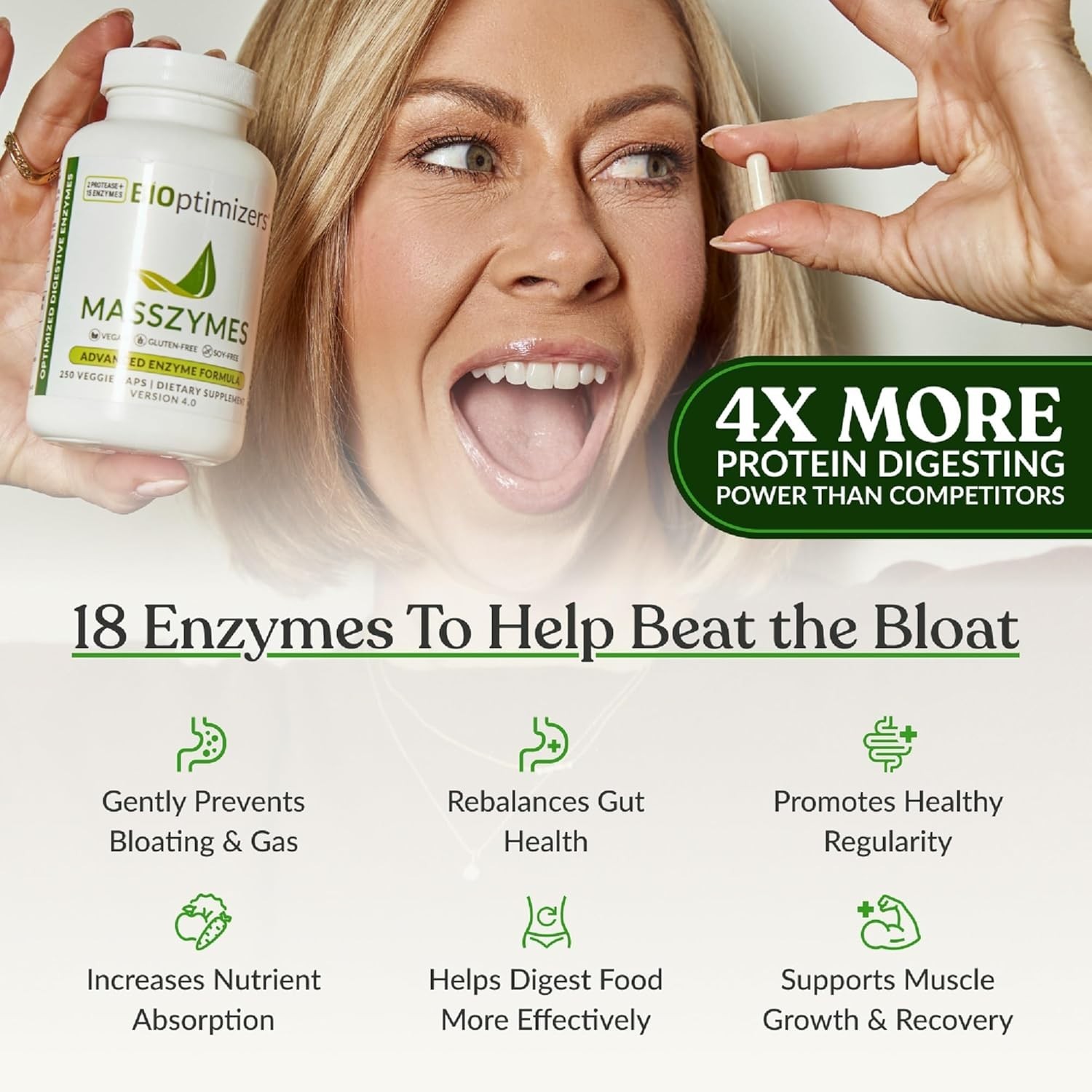 BIOptimizers MassZymes Digestive Enzymes 120 Caps New Sealed EXP 09/2027