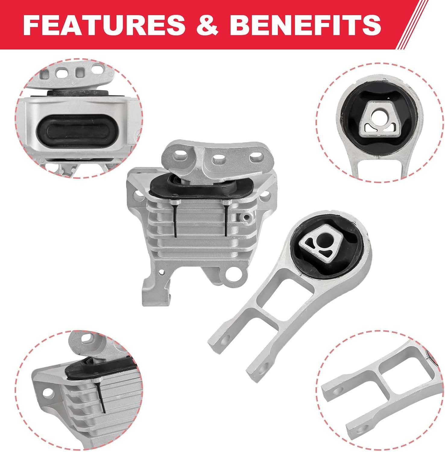 Engine Motor and Transmission Mount Bracket Kit Fits for 2015-2017 Chrysler