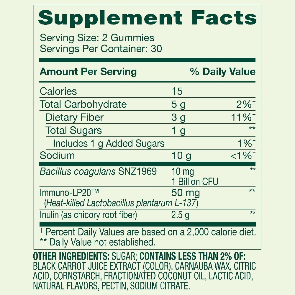 Synbiotic Vegetarian Gummies for Digestive Health Raspberry Flavor 60 Count