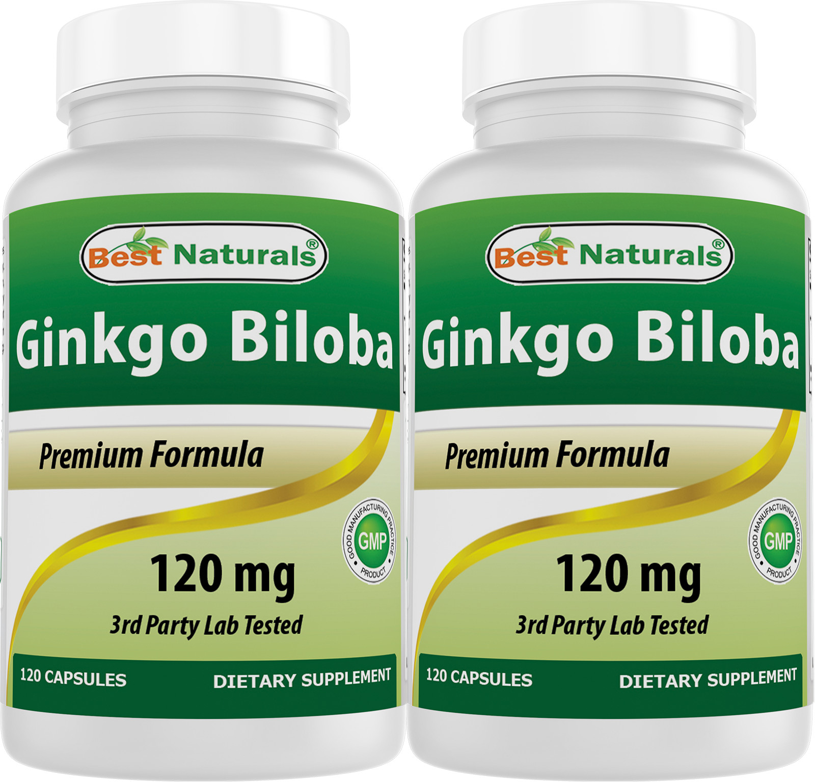 2 Pack Best Naturals Ginkgo Biloba 120 mg 120 Capsules