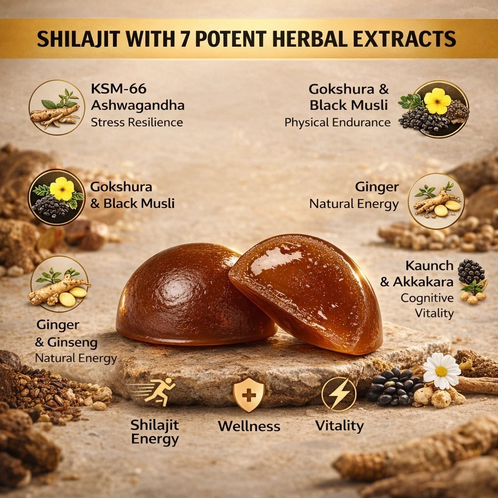 Shilajit Gold Gummies 3000mg Dietary Supplement Ashwagandha Black Musli 60 Ct