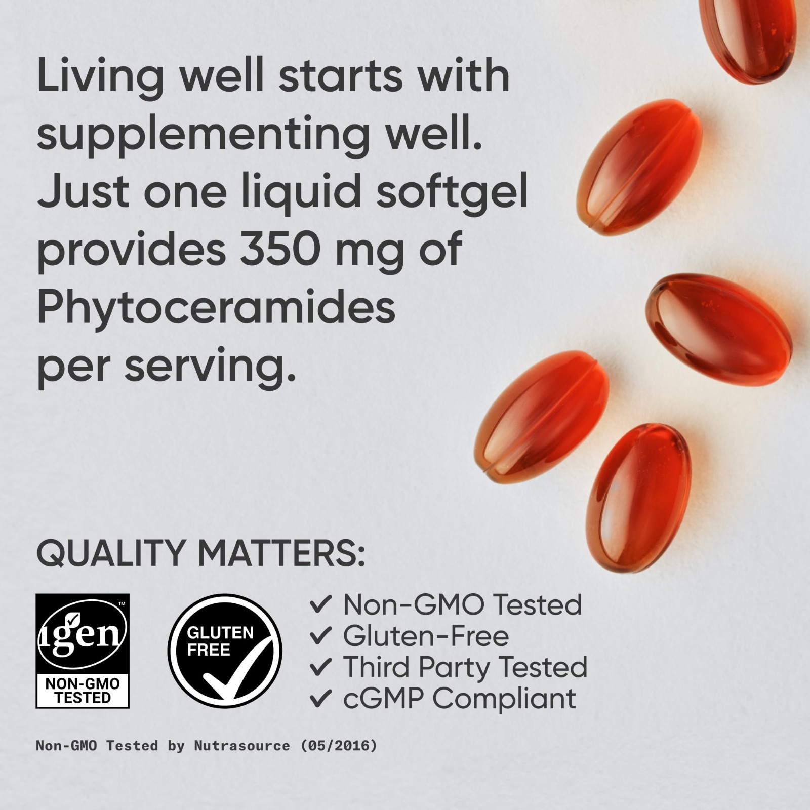 Phytoceramides 350mg Softgels | Plant-Derived Skin Hydration | Non-GMO, Soy-Free