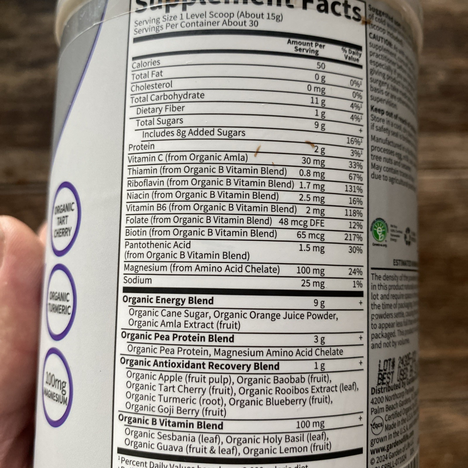 Organic Recovery Powder for Post-Workout with 100mg Magnesium 30 Servings 10/26