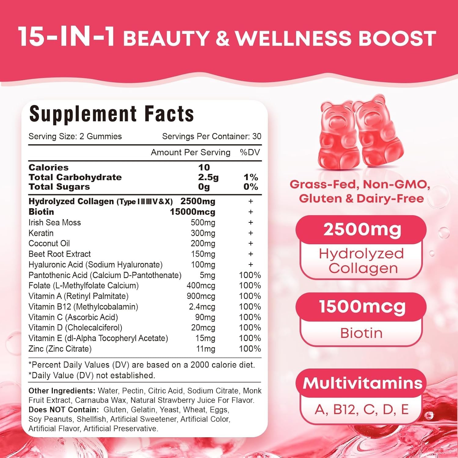 2 Pack Sugar Free Collagen Gummies for Women & Men | Hydrolyzed Collagen Peptide