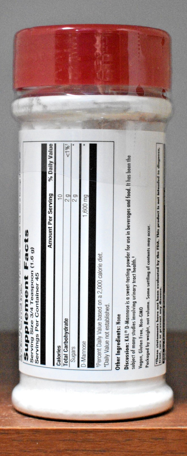 KAL D-Mannose Powder 2.5 oz Healthy Urinary Tract Support Unflavored 1600 mg