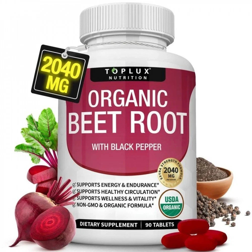 Organic Beet Root Powder Tablets – 2040mg Natural Nitric Oxide Beets to Support