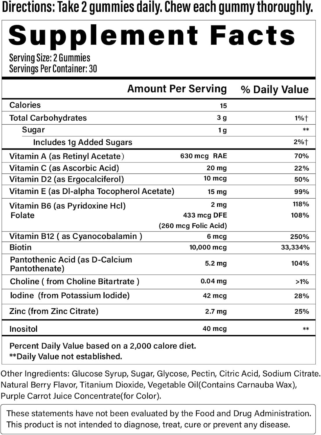 Biotin Gummies -Hair Skin and Nails Vitamins for Men & Women, Vitamin B…