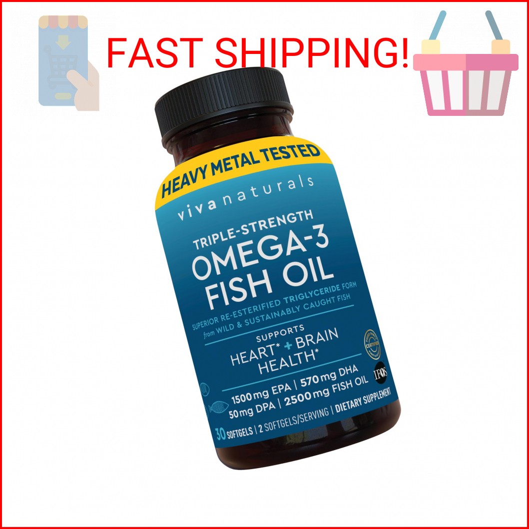 Viva Naturals Omega-3 Fish Oil, Triple Strength, 2500 mg, 30 Softgels – Re-Ester
