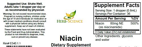 Herb-Science Liquid Vitamin B3 (Niacin) Dietary 1 Fl Oz (Pack of 1)