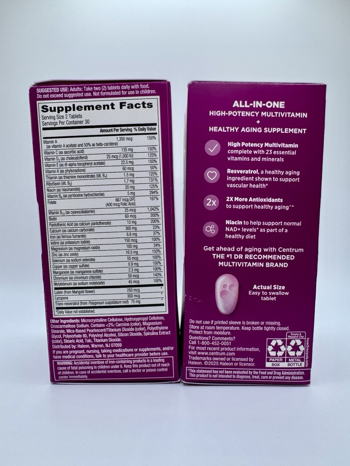 Lot of 2 Centrum Age Defy Womens High Potency Multivitamin Caplets – 60ct Each