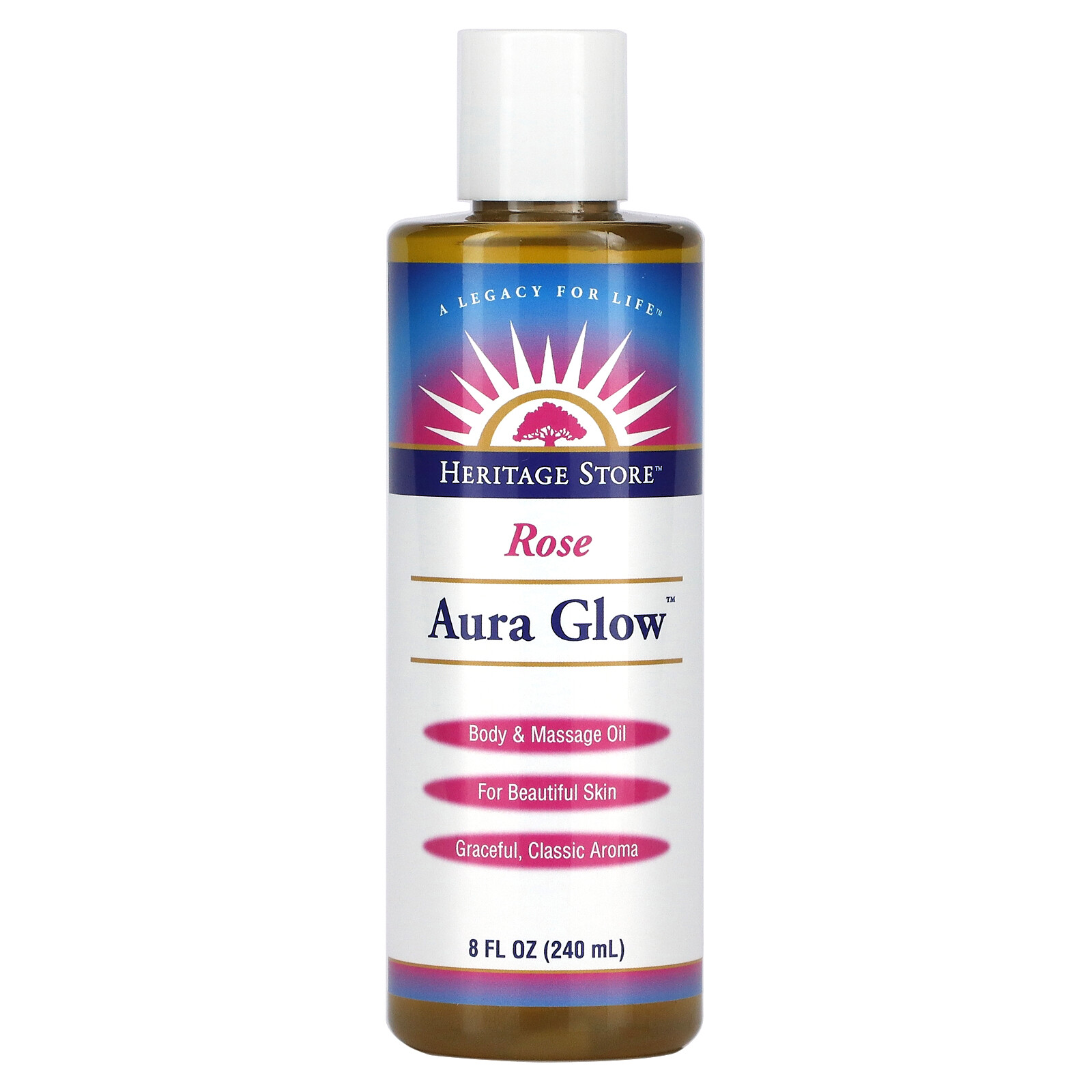 Heritage Store Aura Glow Rose 8 fl oz 240 ml Cruelty-Free, EcoFriendly