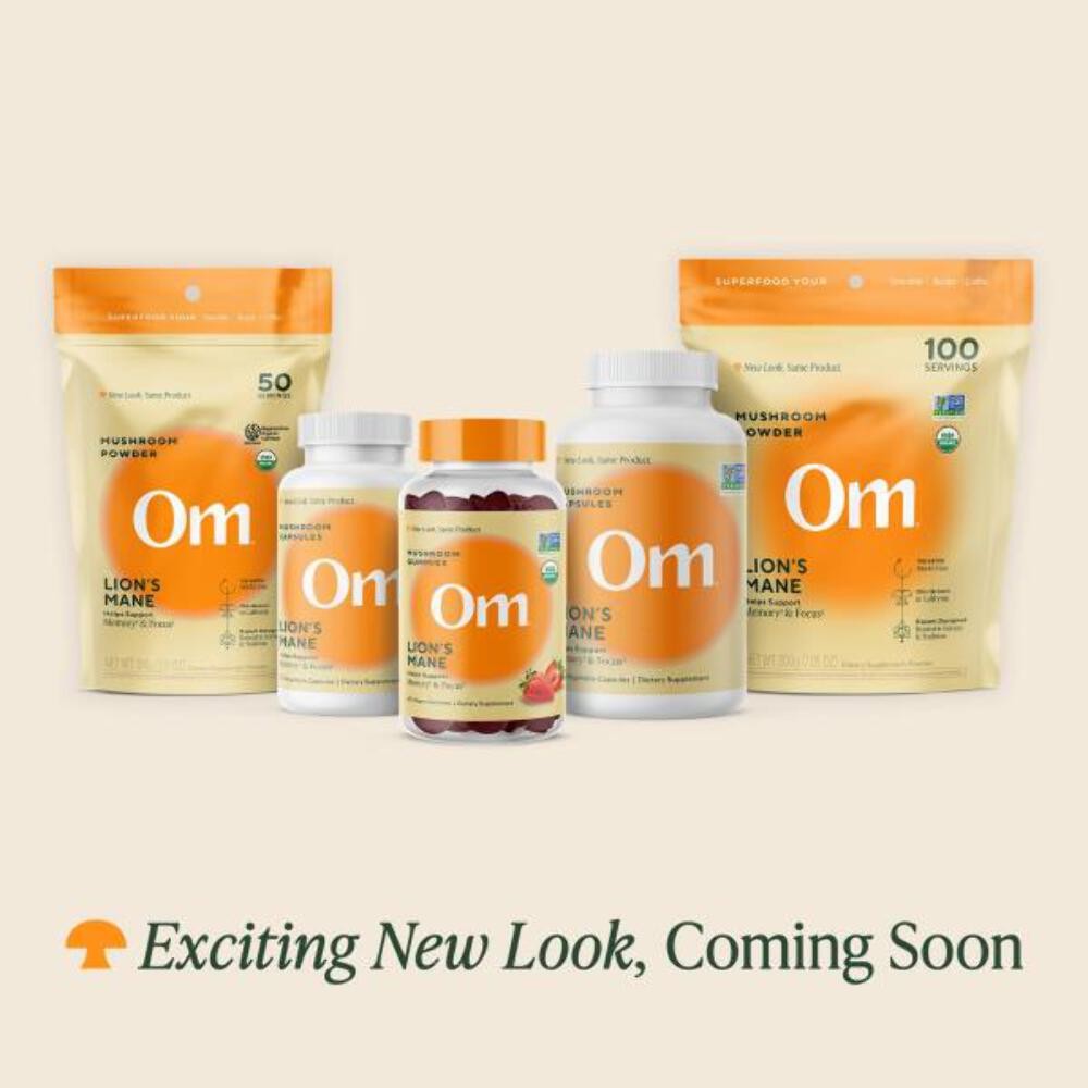OM MUSHROOM SUPERFOOD Lion’s Mane Mushroom Capsules Superfood Supplement, 90 Cou
