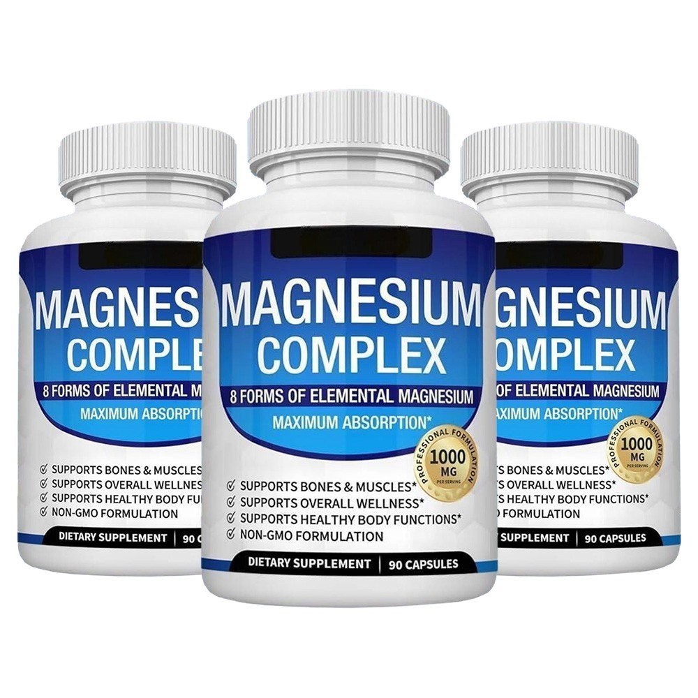 1~5x Magnesium Complex Supplement Non-GMO Elemental 1000mg – Vegan 8 90 Capsules