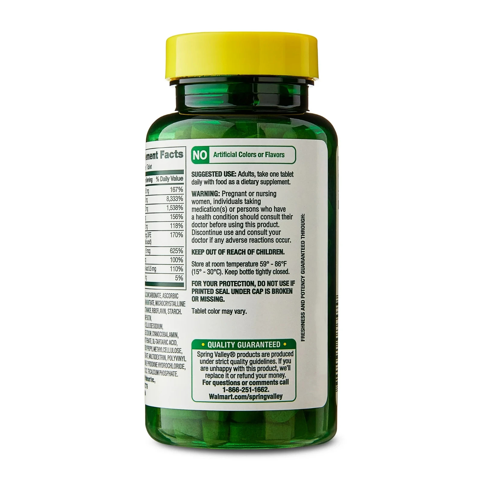 Spring Valley Super Vitamin B-Complex Tablets Dietary Supplement, 100 Count