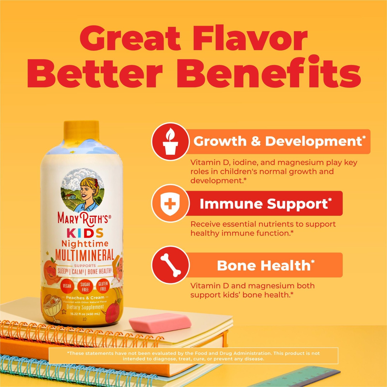 Kids Liquid Nighttime Multimineral Supplement for Bone Health – 15.22 Fl Oz