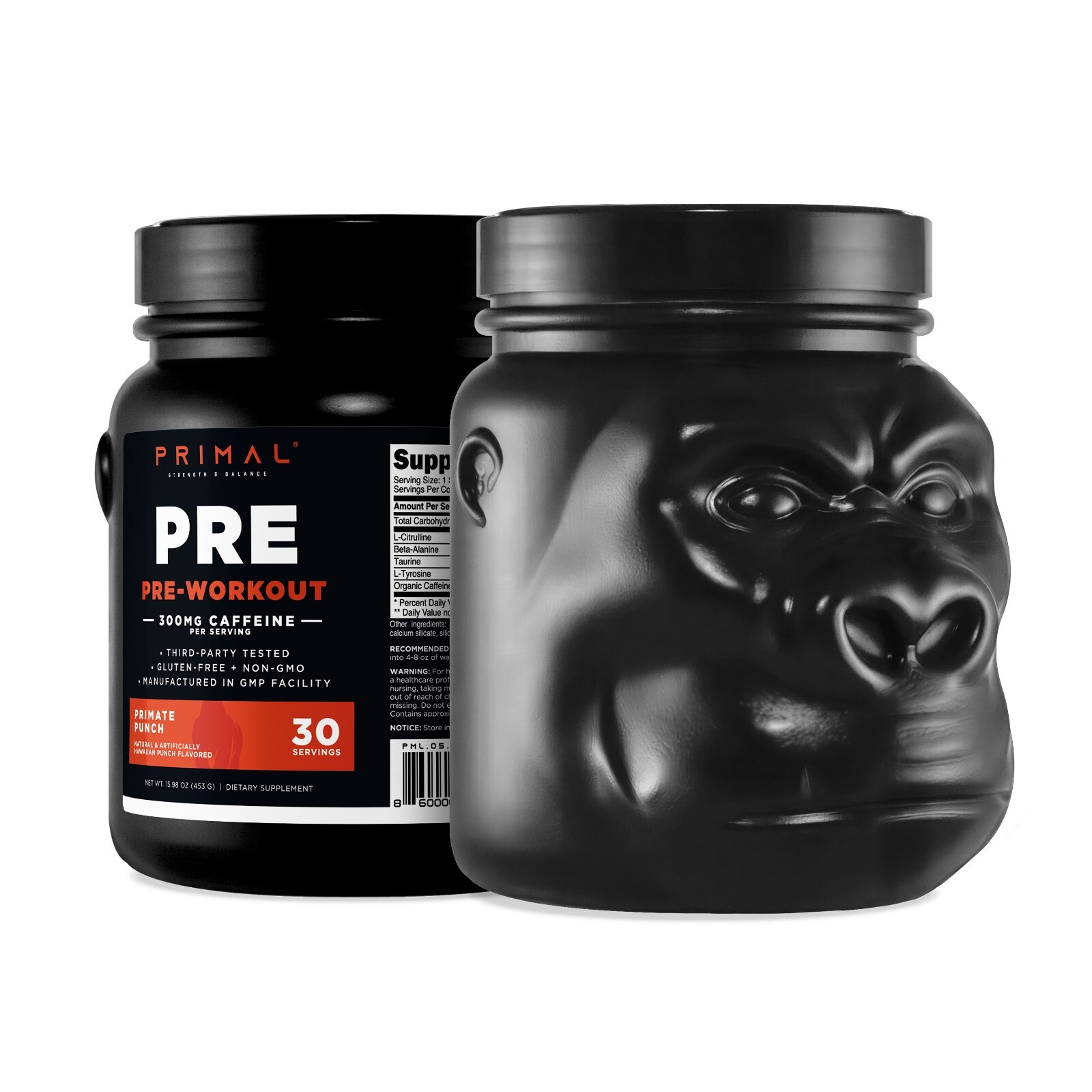 Primal Pre-Workout Primate Punch (30 Servings) (Hawaiian Punch Flavored)