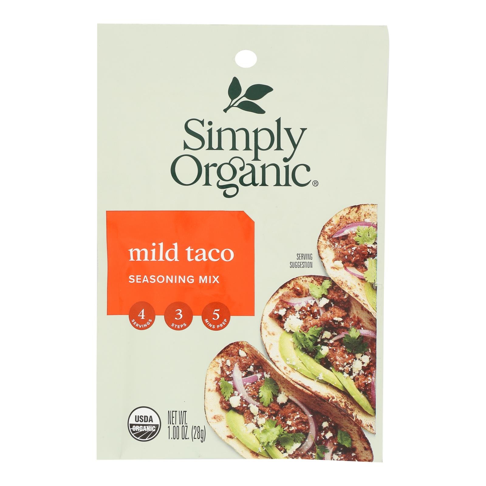 Simply Organic Mild Taco Seasoning Mix – Case of 12 – 1 oz.
