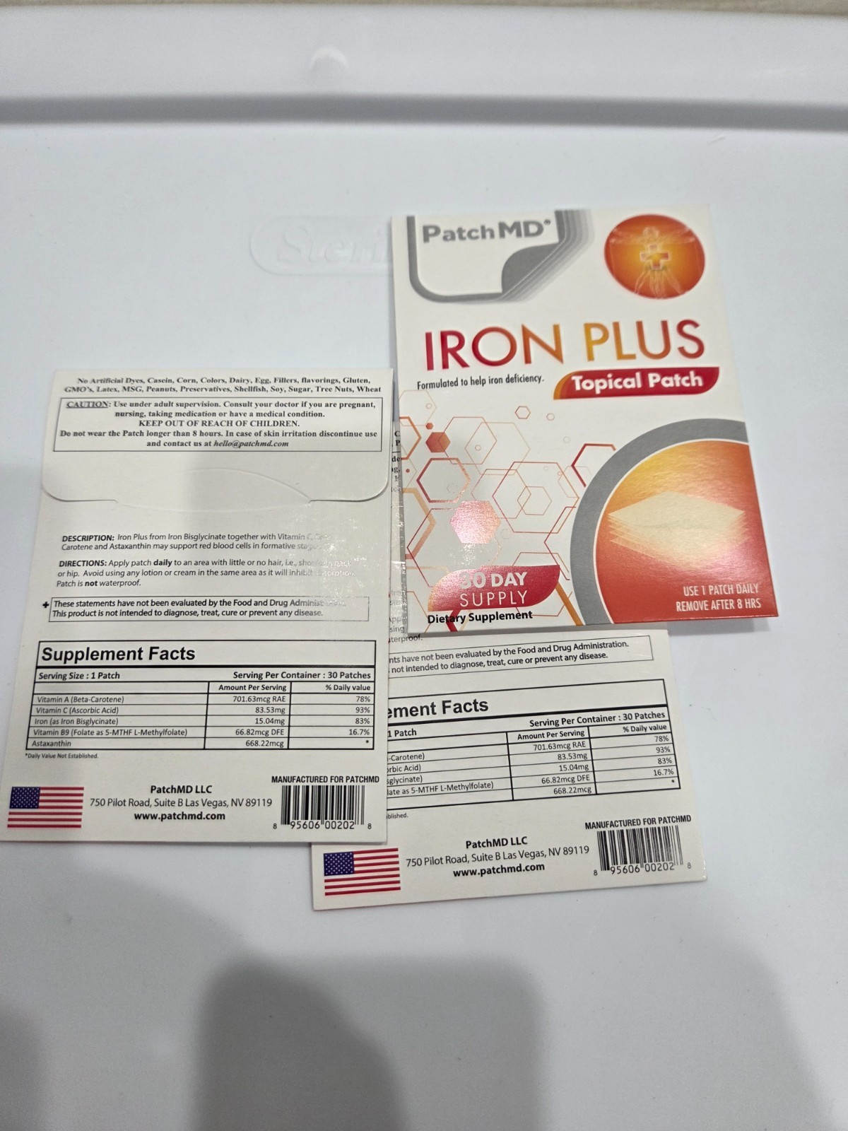 PatchMD Iron Plus Topical Patch – 90 Day Supplement Authentic- New Formula