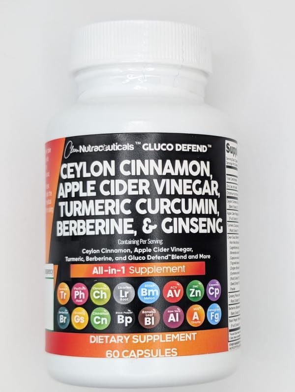 Ceylon Cinnamon Turmeric Apple Cider Vinegar Ginseng Berberine plus Bitter Melon